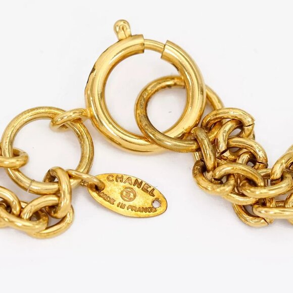 CHANEL Double Chain Pearl Long Necklace 37" Gold Tone Auth w/Box l1140 - Picture 8 of 16